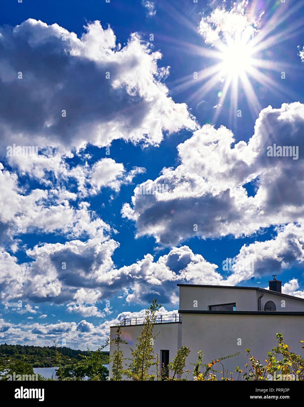 New house roof with daylight and blue sky background Stock Photo - Alamy