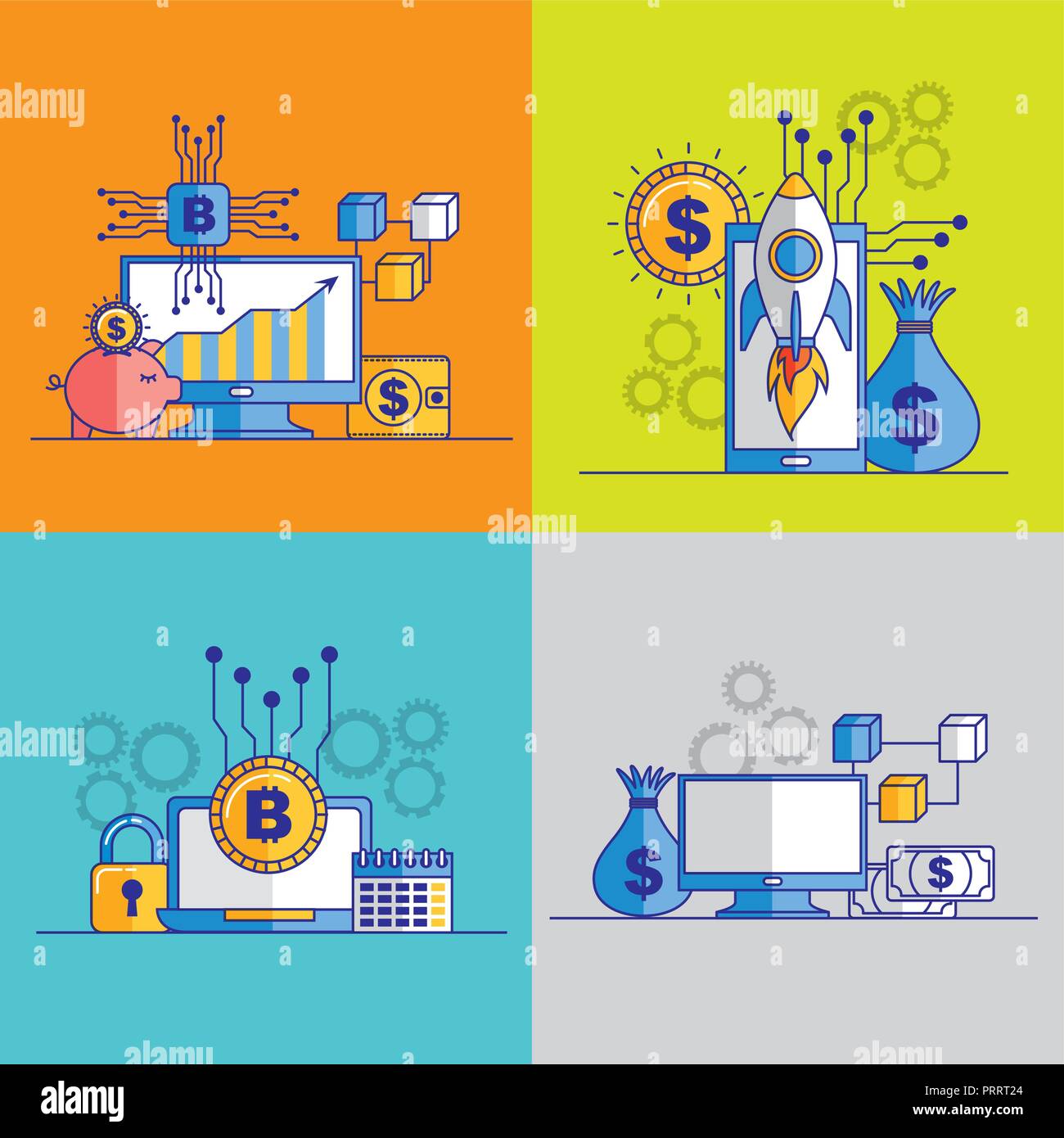 fintech business related Stock Vector