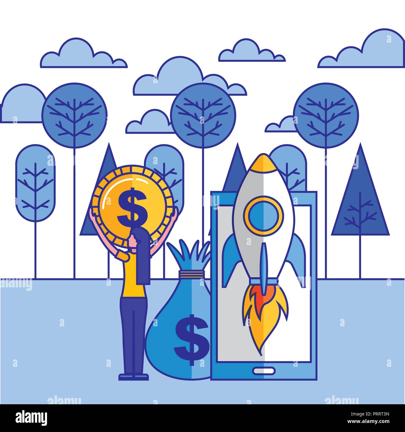 fintech business related Stock Vector
