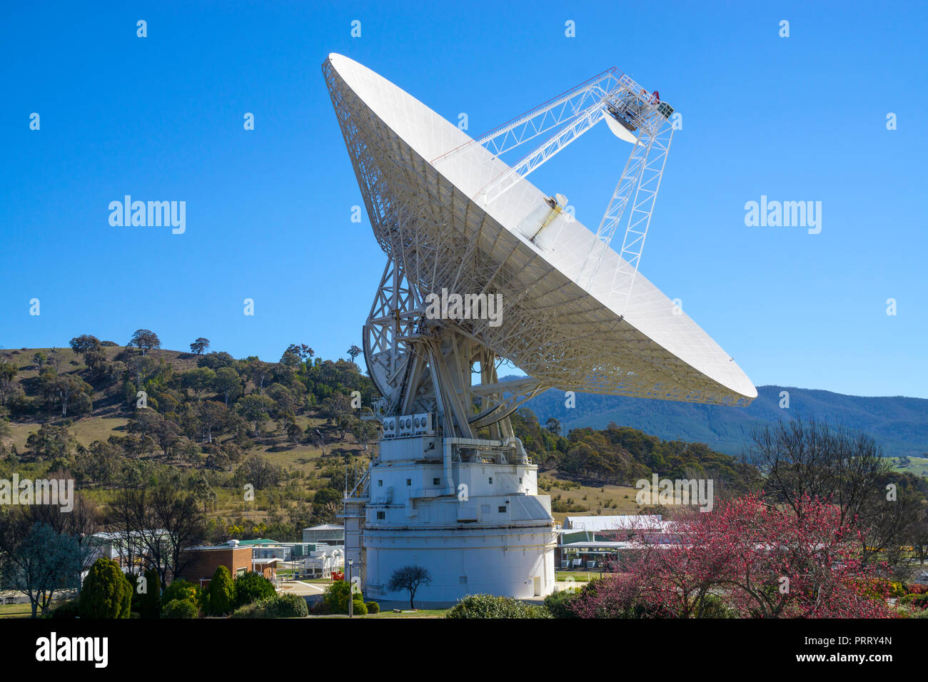 Deep Space Station 43 is a radio telescope at Canberra Deep Space Communication Complex at the Canberra Deep Space Communication Complex, ACT Stock Photo