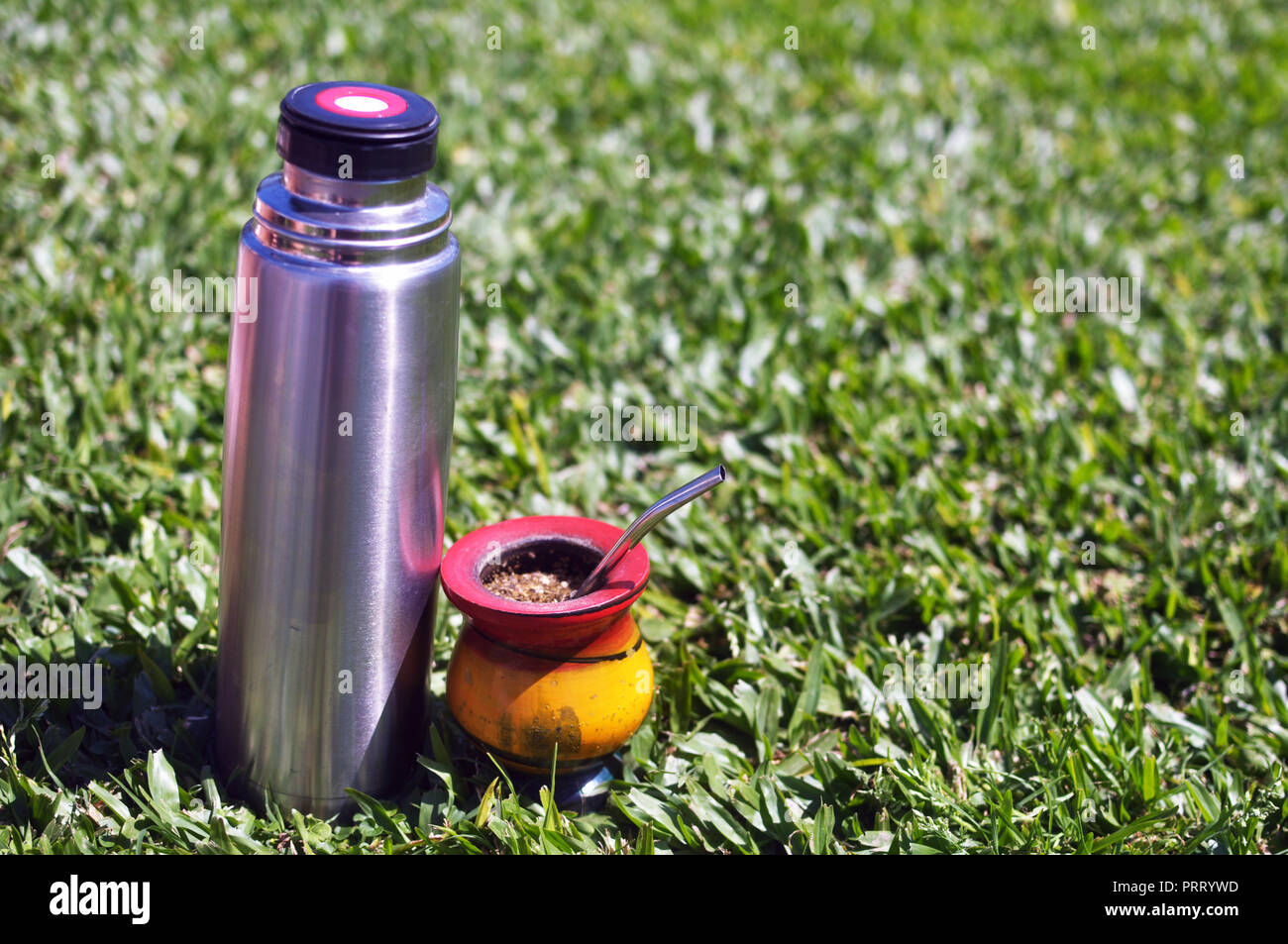 Yerba Mate Drink and Thermo ready for use outdoors Stock Photo - Alamy