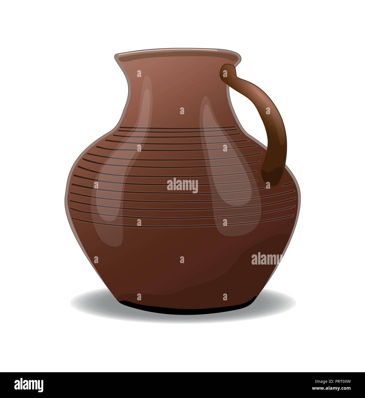 Ceramic jug . A clay drinking vessel. Dishes for liquid. isolated, white .vector Stock Vector