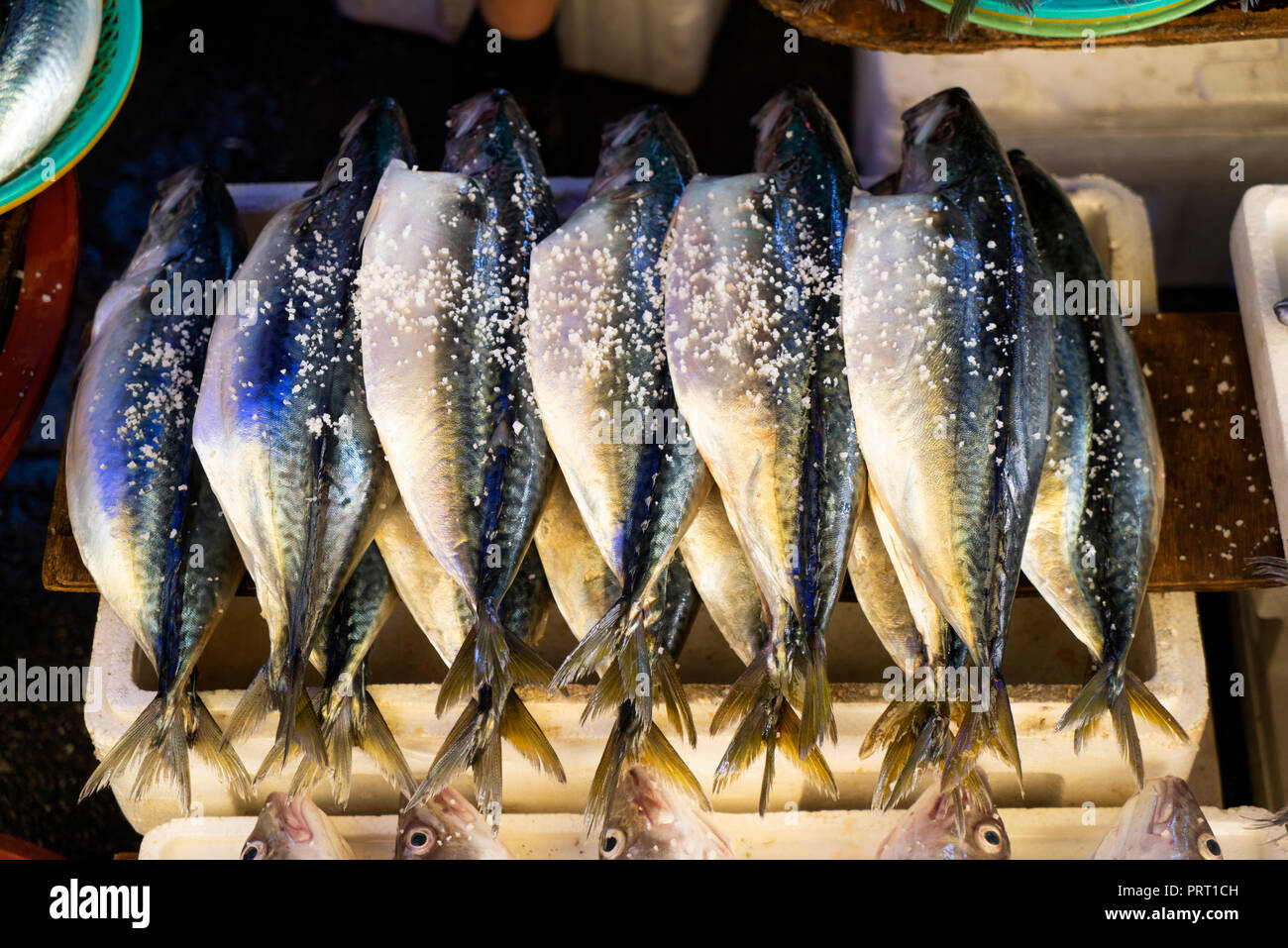 preserve a mackerel with salt, Gyeonggi-do Province, South korea. Stock Photo
