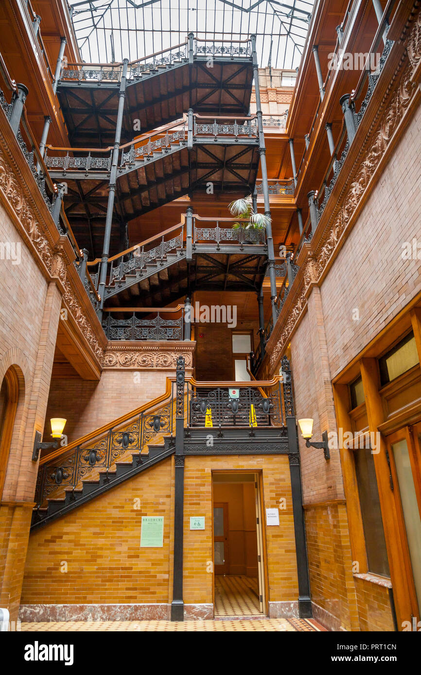 Interior of the Bradbury Building in downtown Los Angeles, California, USA Stock Photo