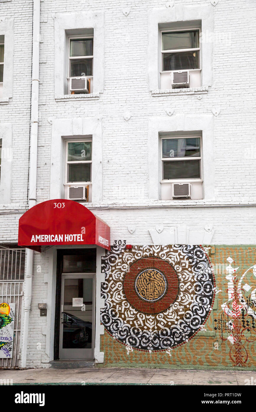American Hotel in the Art District, Los Angeles, California, USA Stock