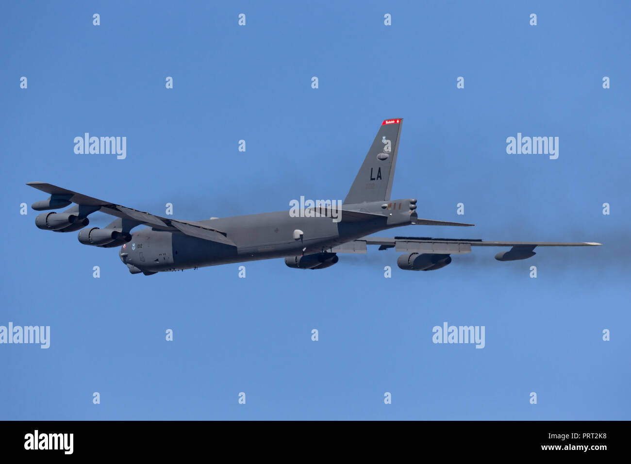 United States Air Force (USAF) Boeing B-52H Stratofortress strategic bomber aircraft (61-0012) from Barksdale Air Force Base. Stock Photo