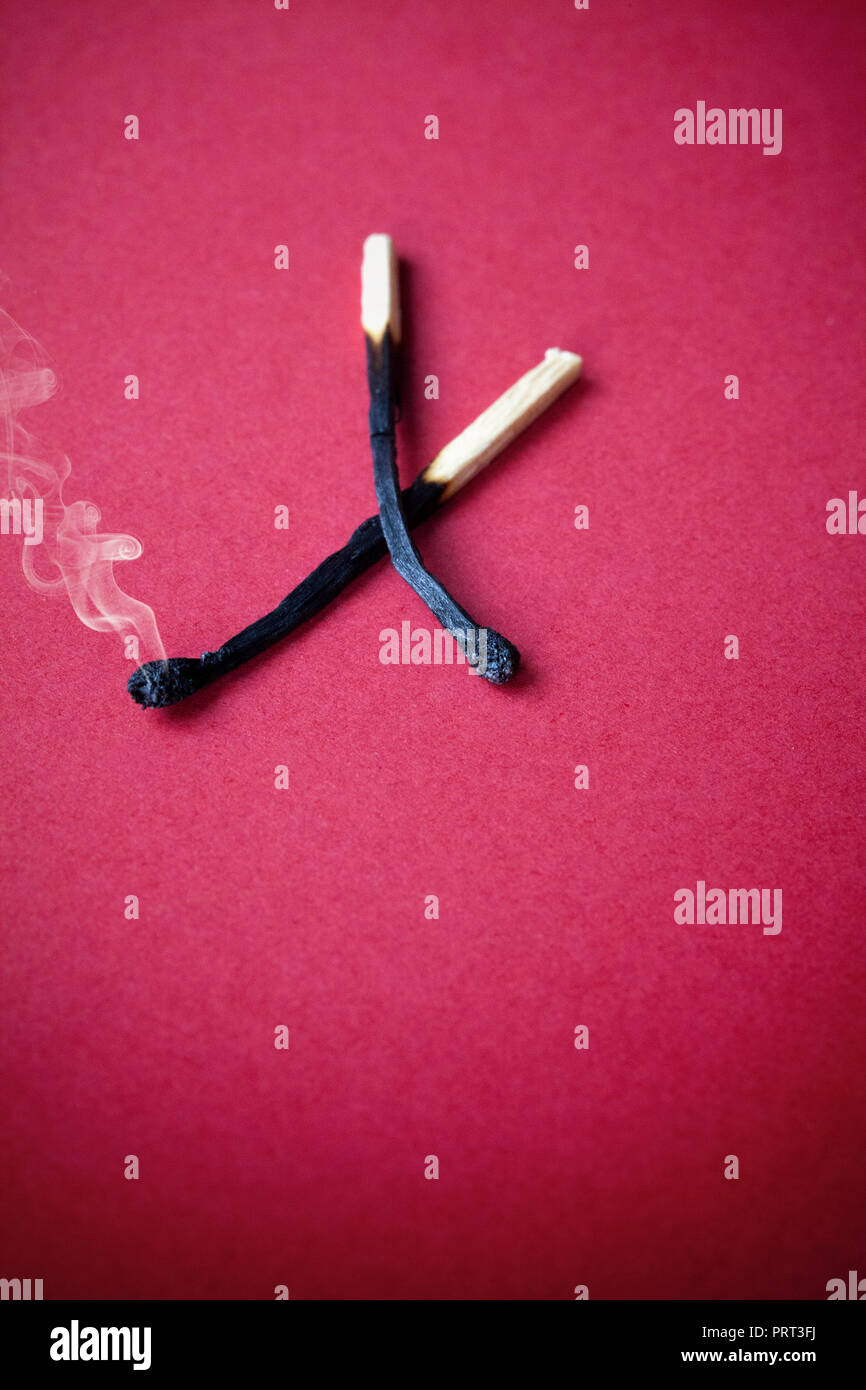 Crossed Burnt Matches Stock Photo Alamy