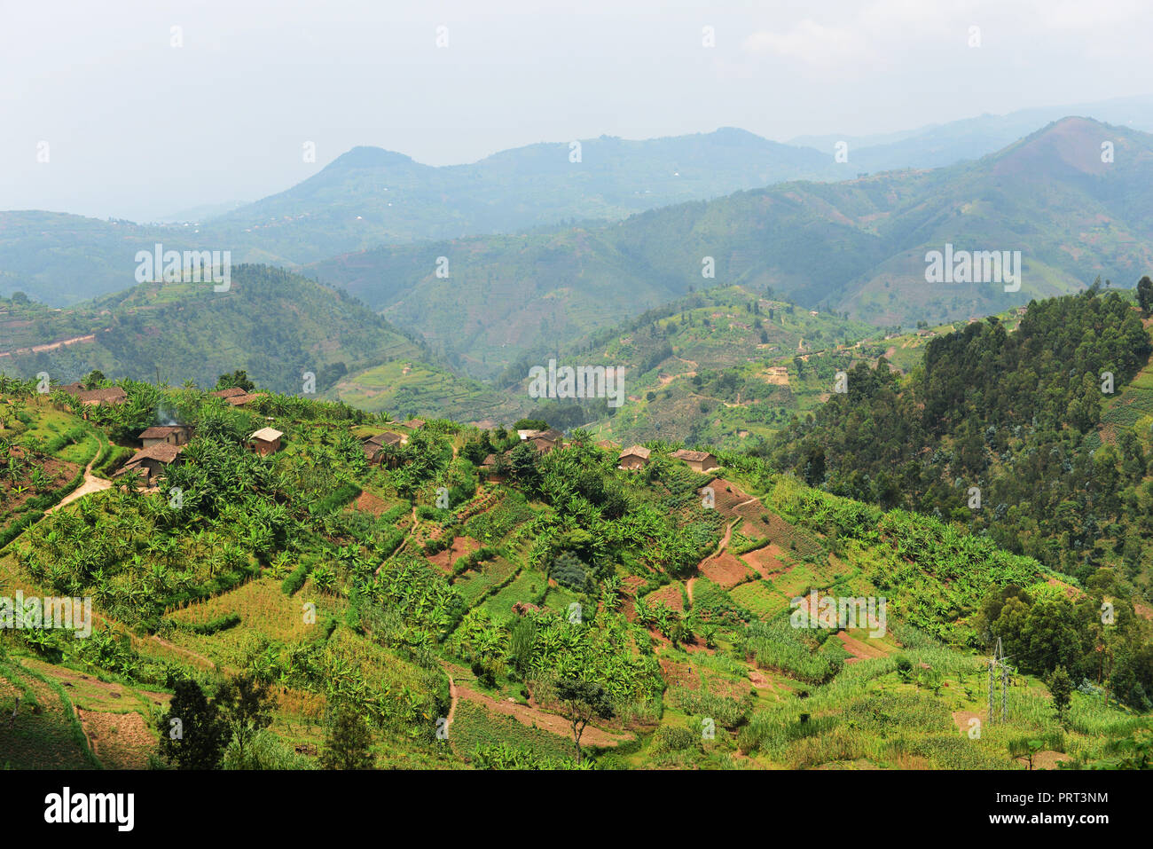 Rural landscapes in western Rwanda. Stock Photo