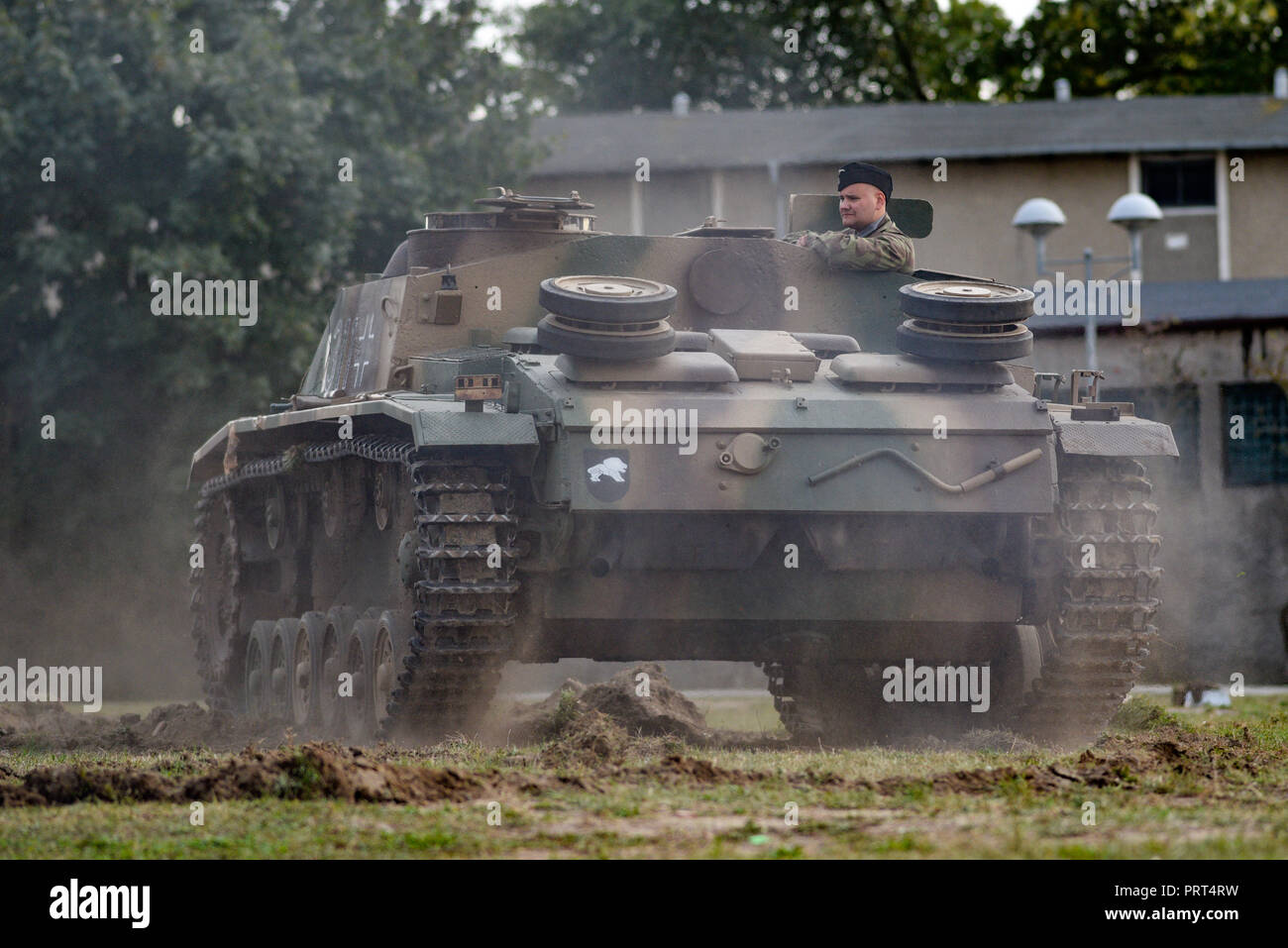 Poland, Gryfino, 22 septebmer 2018: econstruction of battles from the Second World War. Reconstruction of battles from the Second World War. German ta Stock Photo