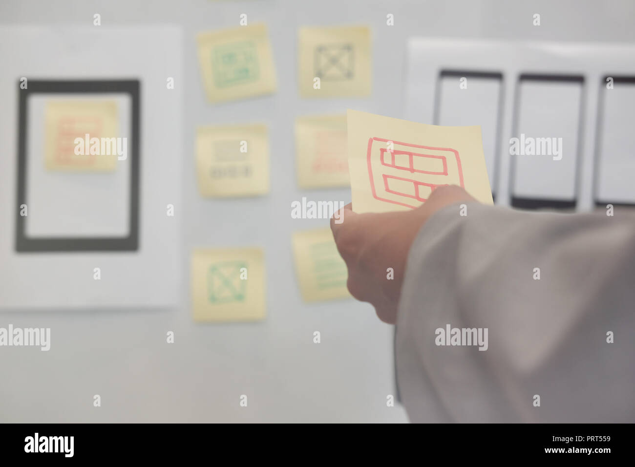 user experience workplace. UX designer desk with tablet layout. UI ...