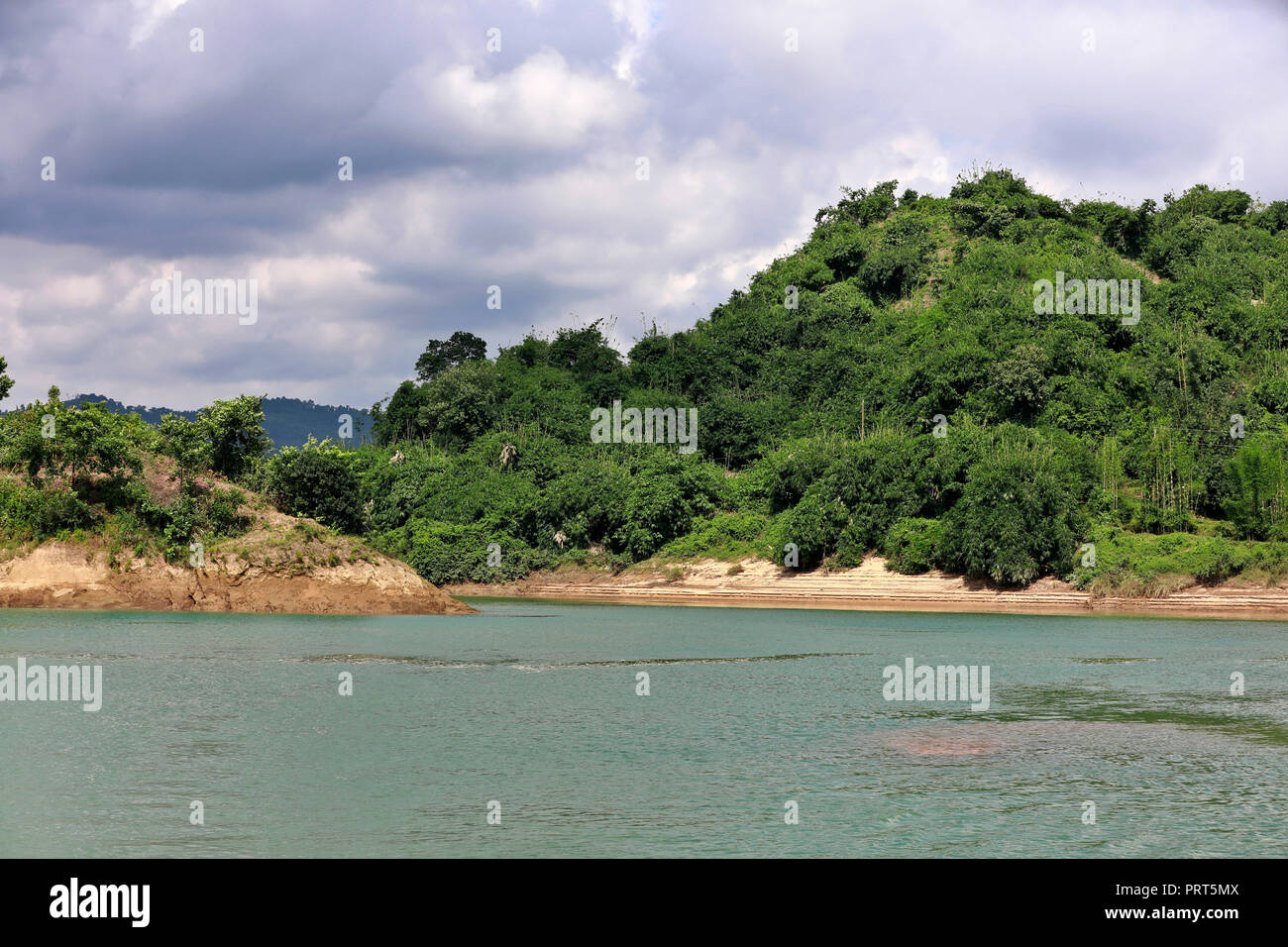 Sylhet, Bangladesh - September 23, 2018: Lalakhal,which is another top tourist attraction in Jaintapur Upazilla, is covered with hills, natural forest Stock Photo