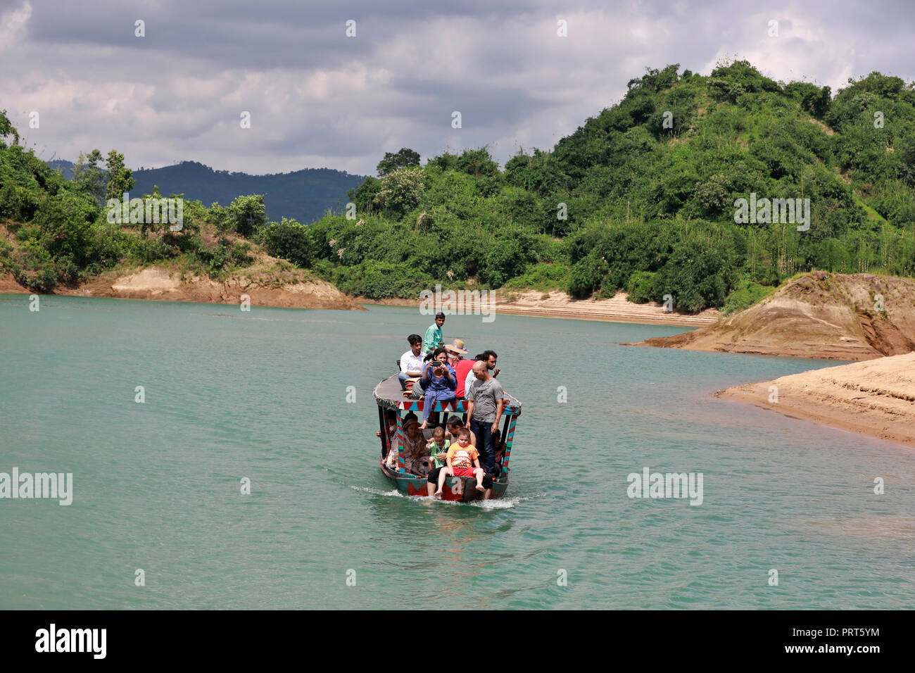 Sylhet, Bangladesh - September 23, 2018: Lalakhal,which is another top tourist attraction in Jaintapur Upazilla, is covered with hills, natural forest Stock Photo