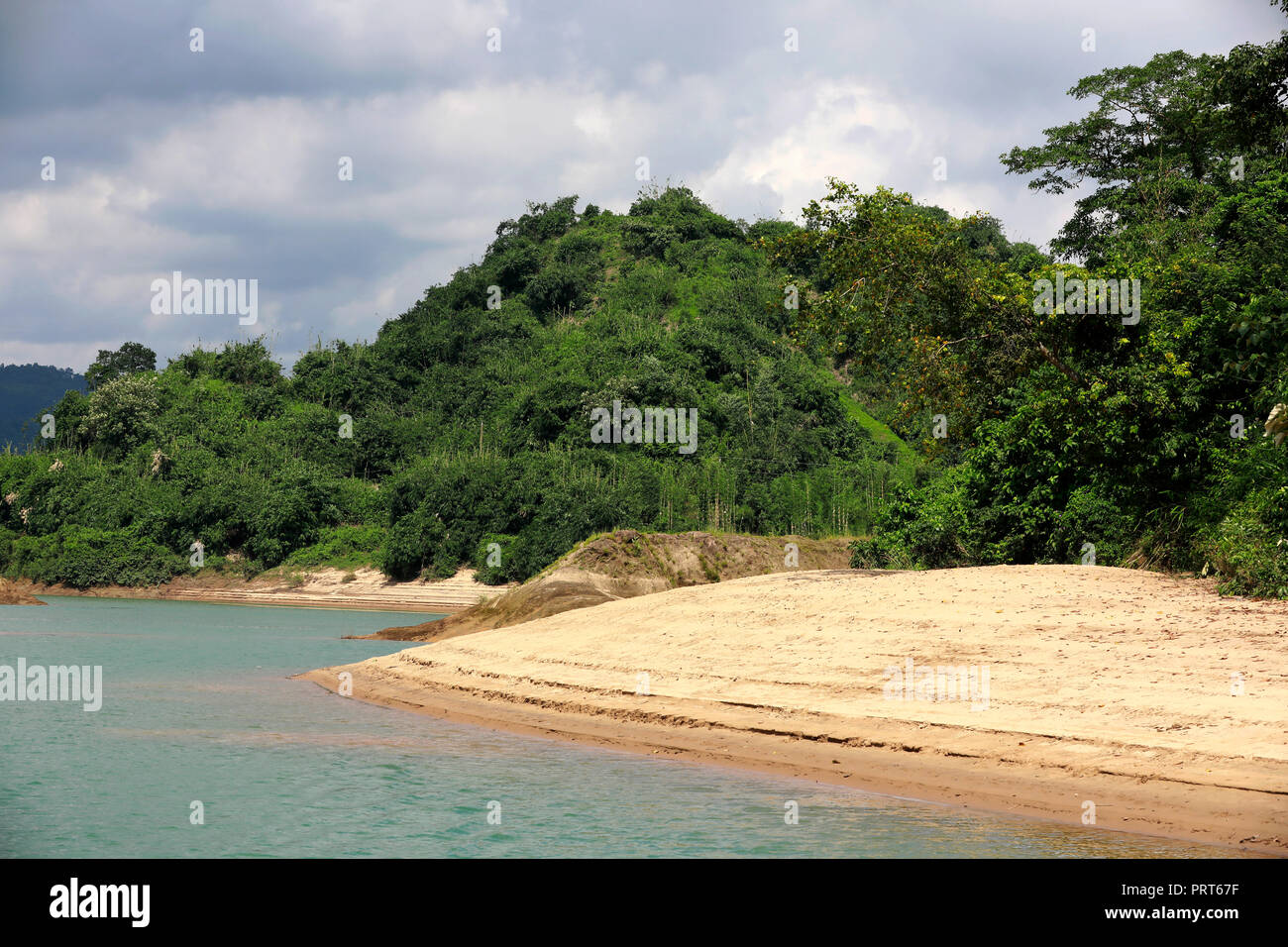 Sylhet, Bangladesh - September 23, 2018: Lalakhal,which is another top tourist attraction in Jaintapur Upazilla, is covered with hills, natural forest Stock Photo