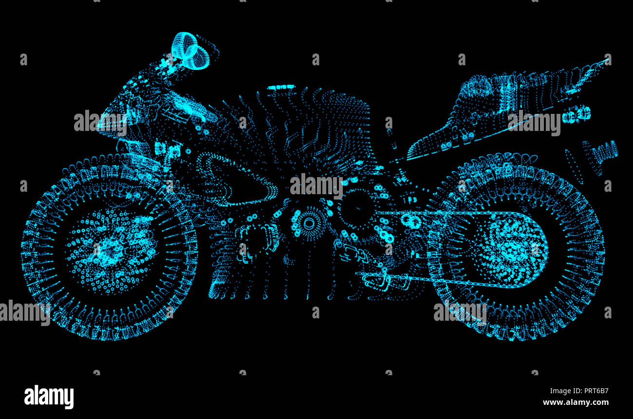 Motorcycle. Motorbike consists dots on a black background Stock Photo ...