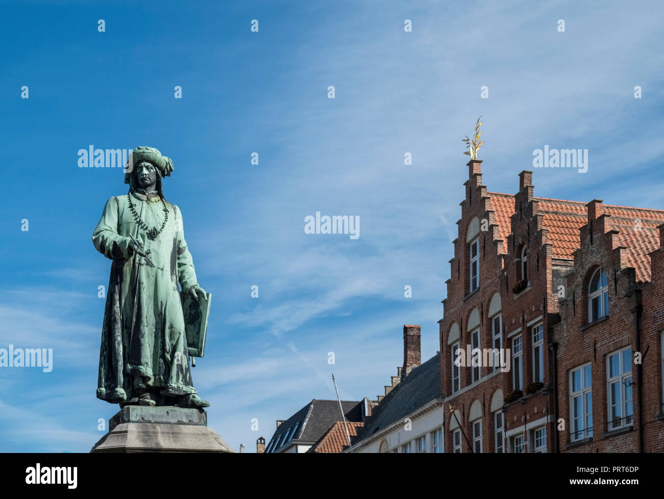 Statue and memorial for Bruges painter Jan van Eyck, located in Jan van Eyck  Square, Bruges (Brugge), Flanders, Belgium Stock Photo - Alamy