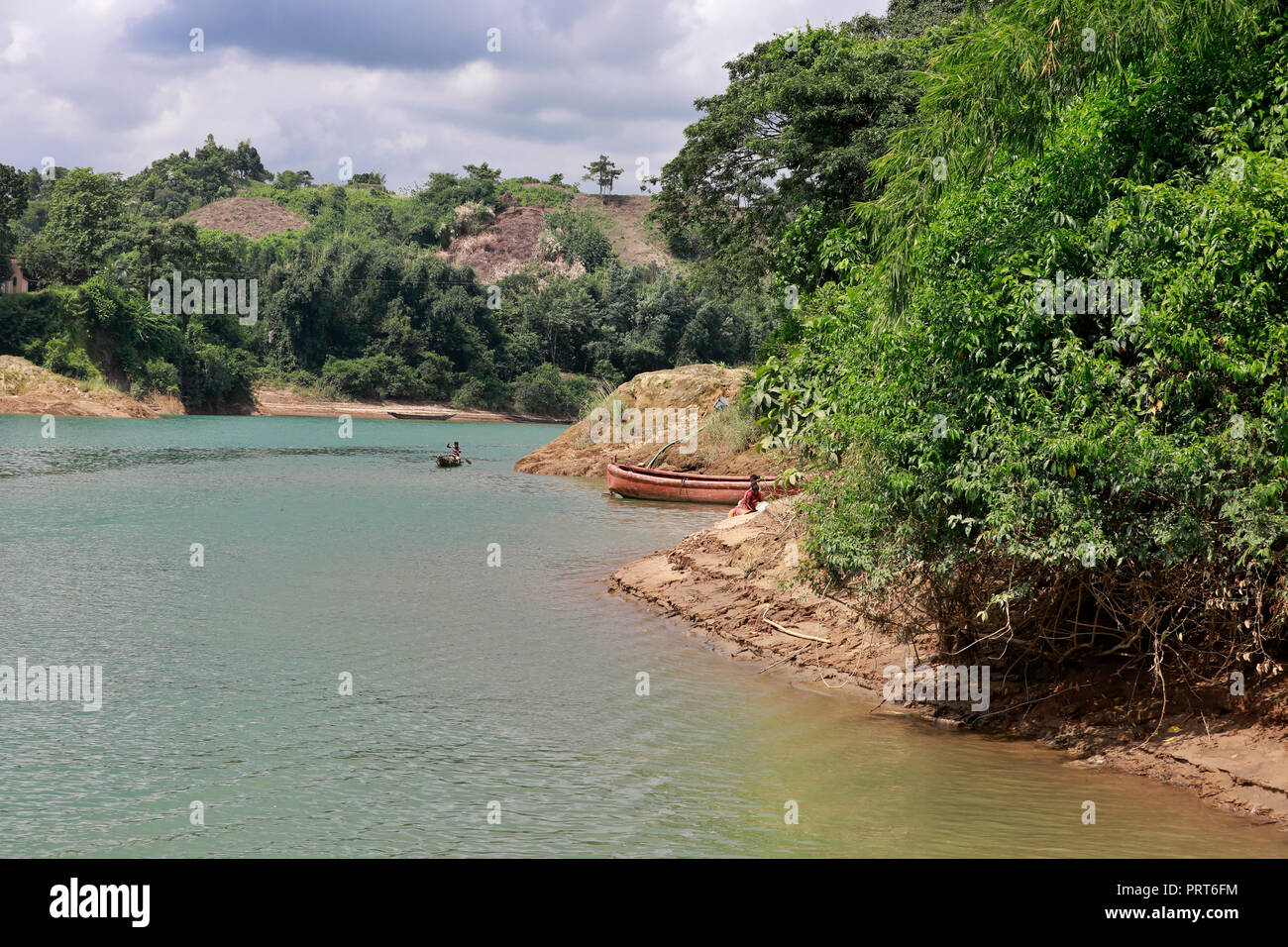 Sylhet, Bangladesh - September 23, 2018: Lalakhal,which is another top tourist attraction in Jaintapur Upazilla, is covered with hills, natural forest Stock Photo