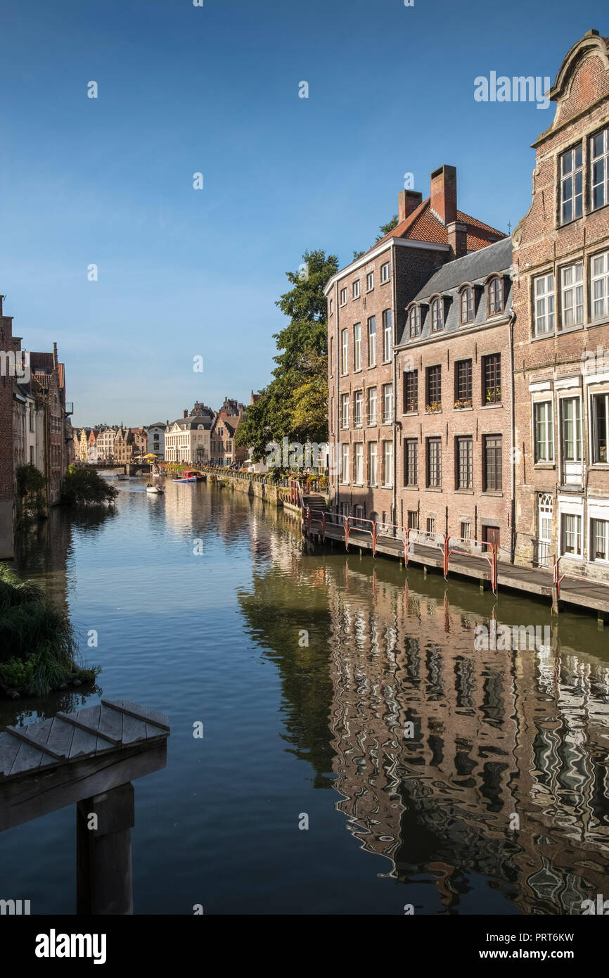 Attractive Waterside Buildings Located Alongside The River Leie In The attractive-waterside-buildings-located-alongside-the-river-leie-in-the