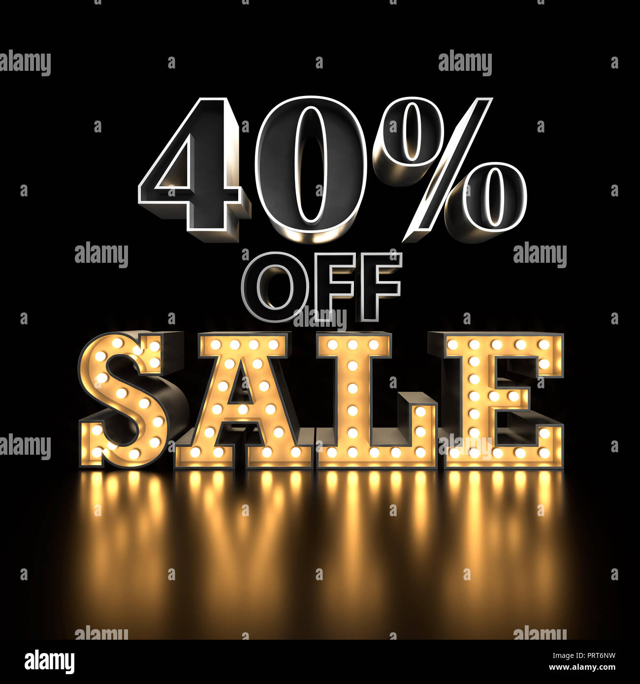 40% off SALE text background. 3d typography. Sale concept. 3d render