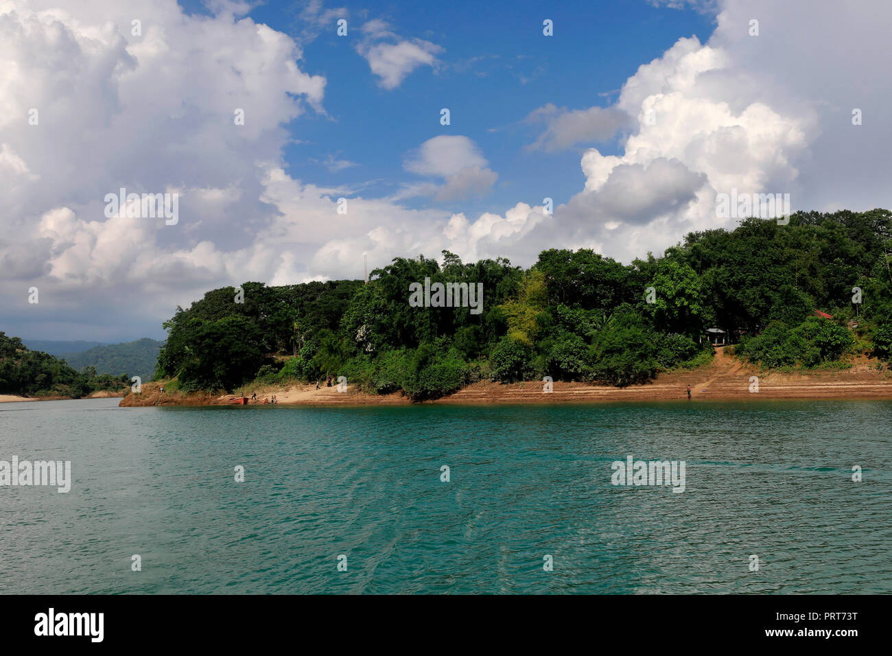 Sylhet, Bangladesh - September 23, 2018: Lalakhal,which is another top tourist attraction in Jaintapur Upazilla, is covered with hills, natural forest Stock Photo