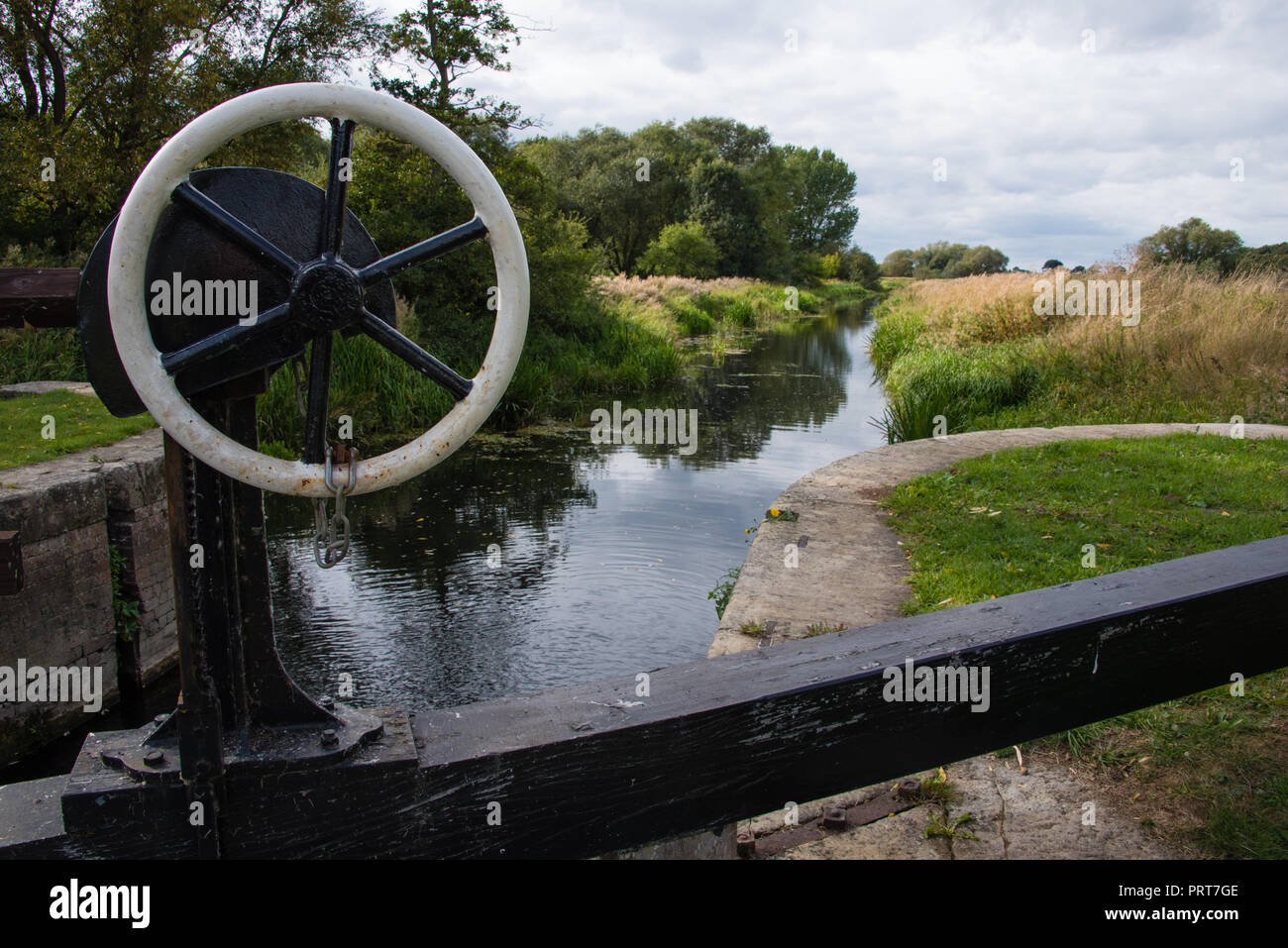 Close up view of the restored lock mechanism at Gardham Lock on the