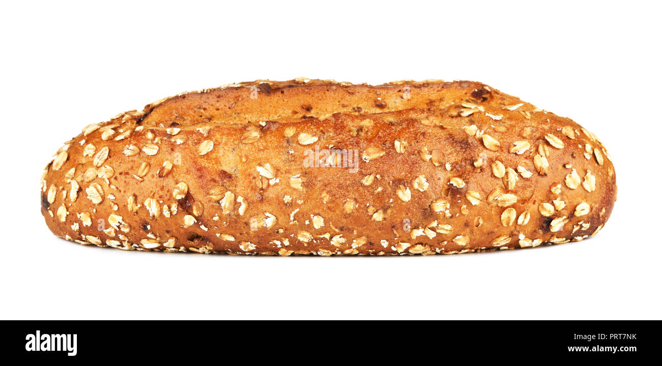 wholegrain bread with oats and nuts, isolated on white background Stock Photo