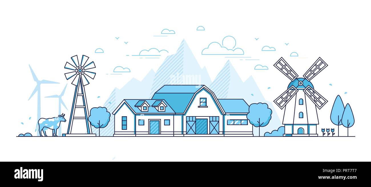 Organic farming - modern thin line design style vector illustration ...