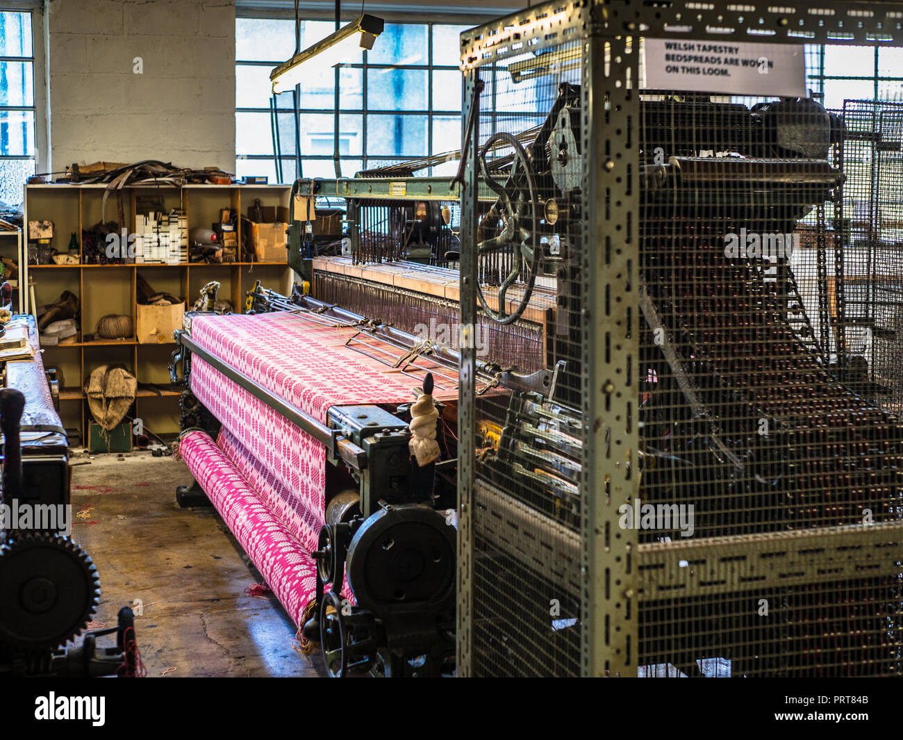 Trefriw Woollen Mills in N.Wales, one of the last remaining woollen mills still in production in Wales. Known for traditional double-weave blankets. Stock Photo