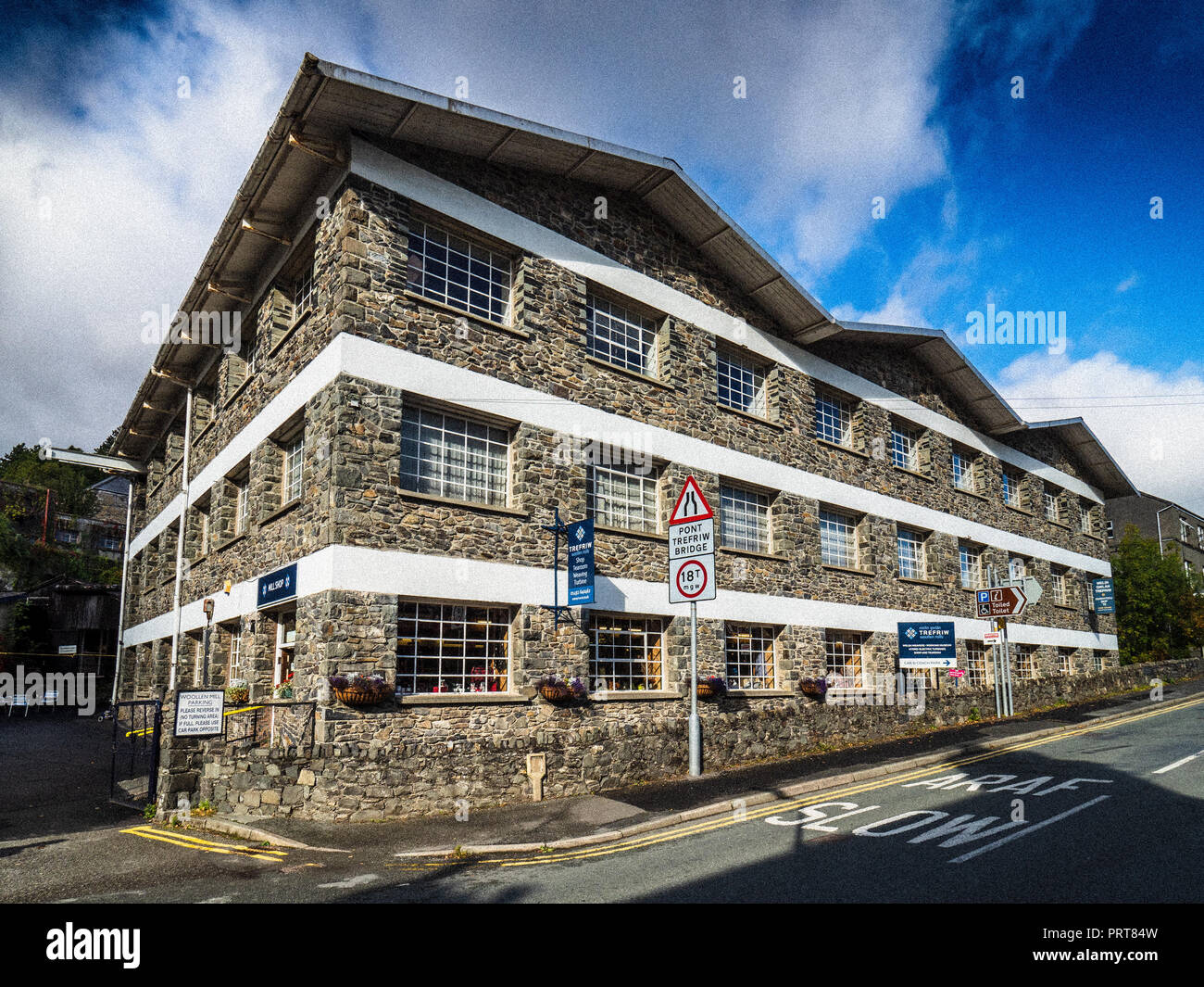 Trefriw Woollen Mills in N.Wales, one of the last remaining woollen mills still in production in Wales. Known for traditional double-weave blankets. Stock Photo