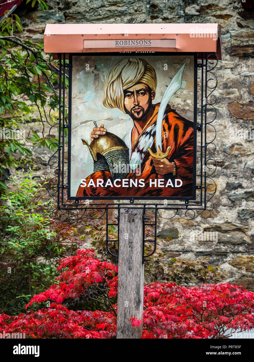 The Saracens Head Pub Sign - Beddgelert North Wales Stock Photo