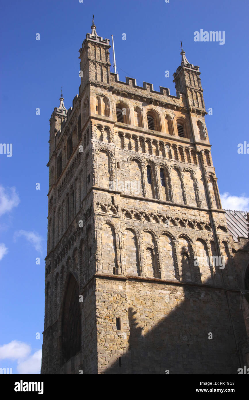 Tower of Exeter Cathedral Devon England Stock Photo
