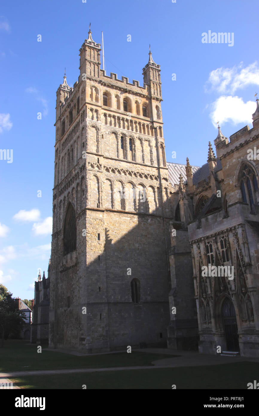Tower of Exeter Cathedral Devon England Stock Photo