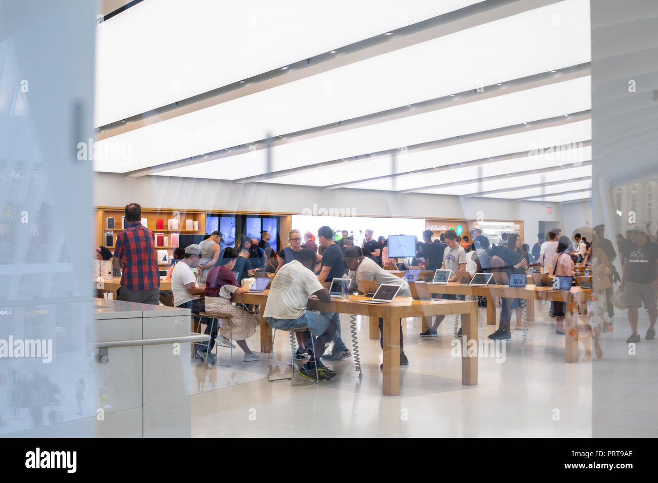 NEW YORK - August 2018: Apple store in Oculus, World Trade Center Transportation Hub in New York, USA Stock Photo