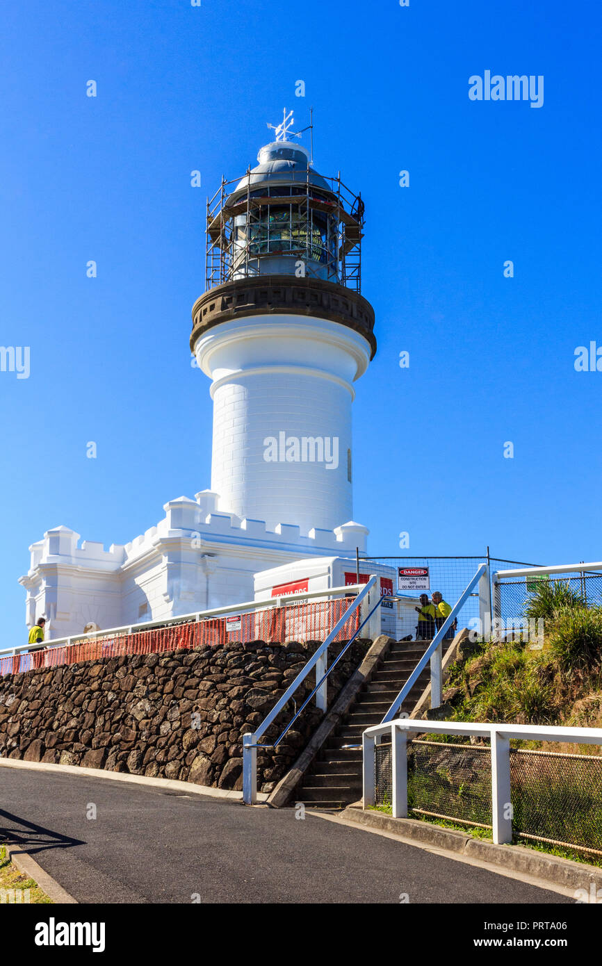 Cape Byron, Australia 14th May 2015 Construction workers working on the lighhouse