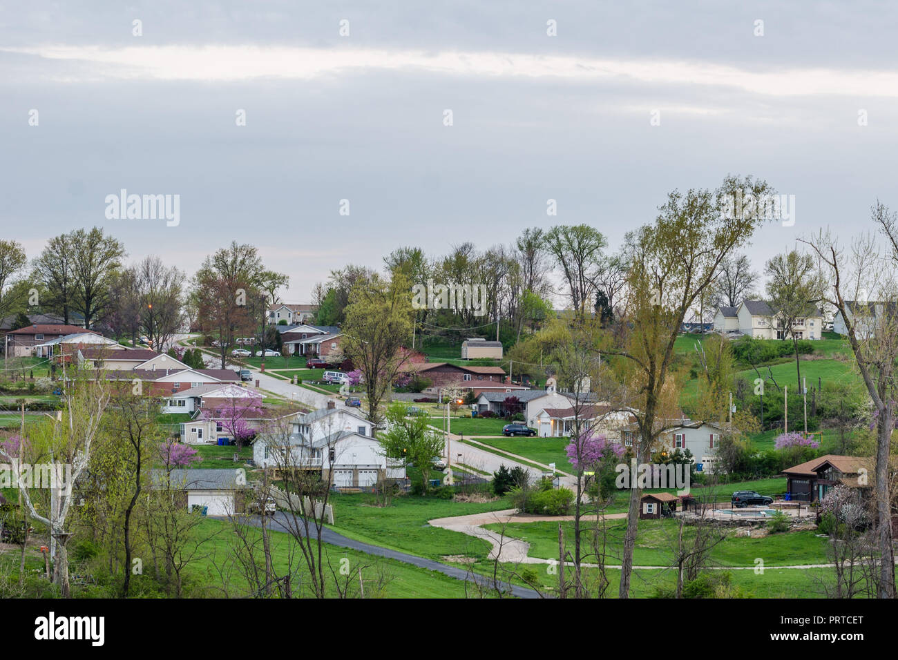 Housing subdivision adjacent to Interstate 70 Stock Photo