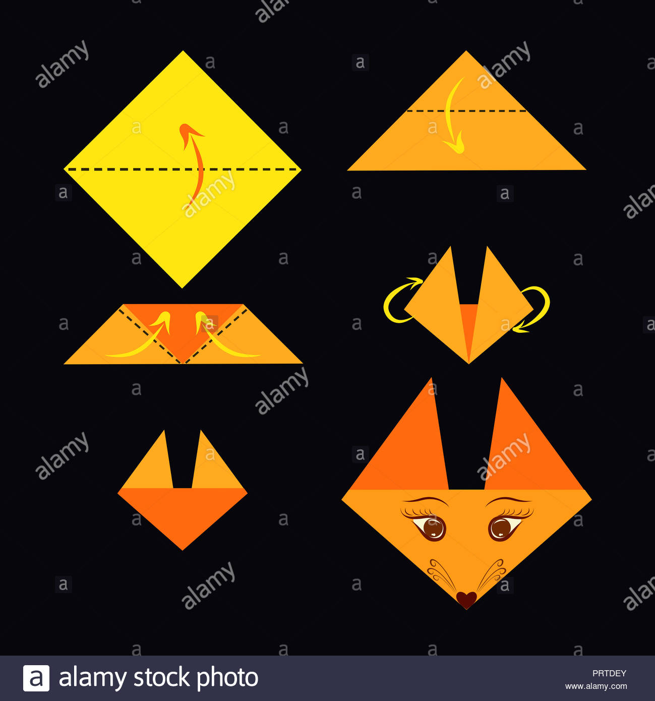 How To Make A Fox Origami For Children Stock Photo