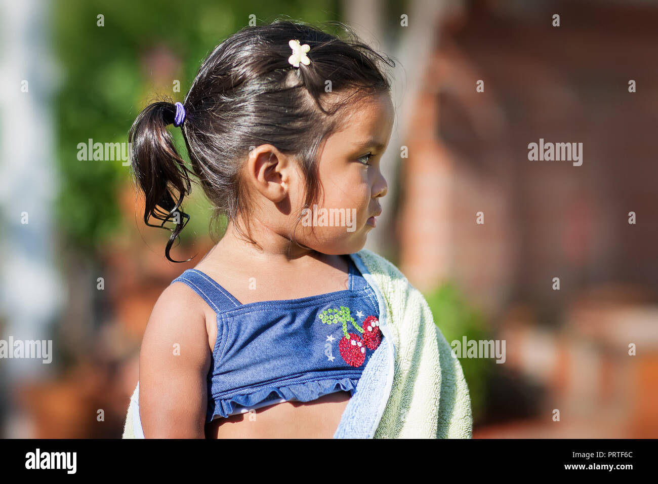 black little girl in bathing suit