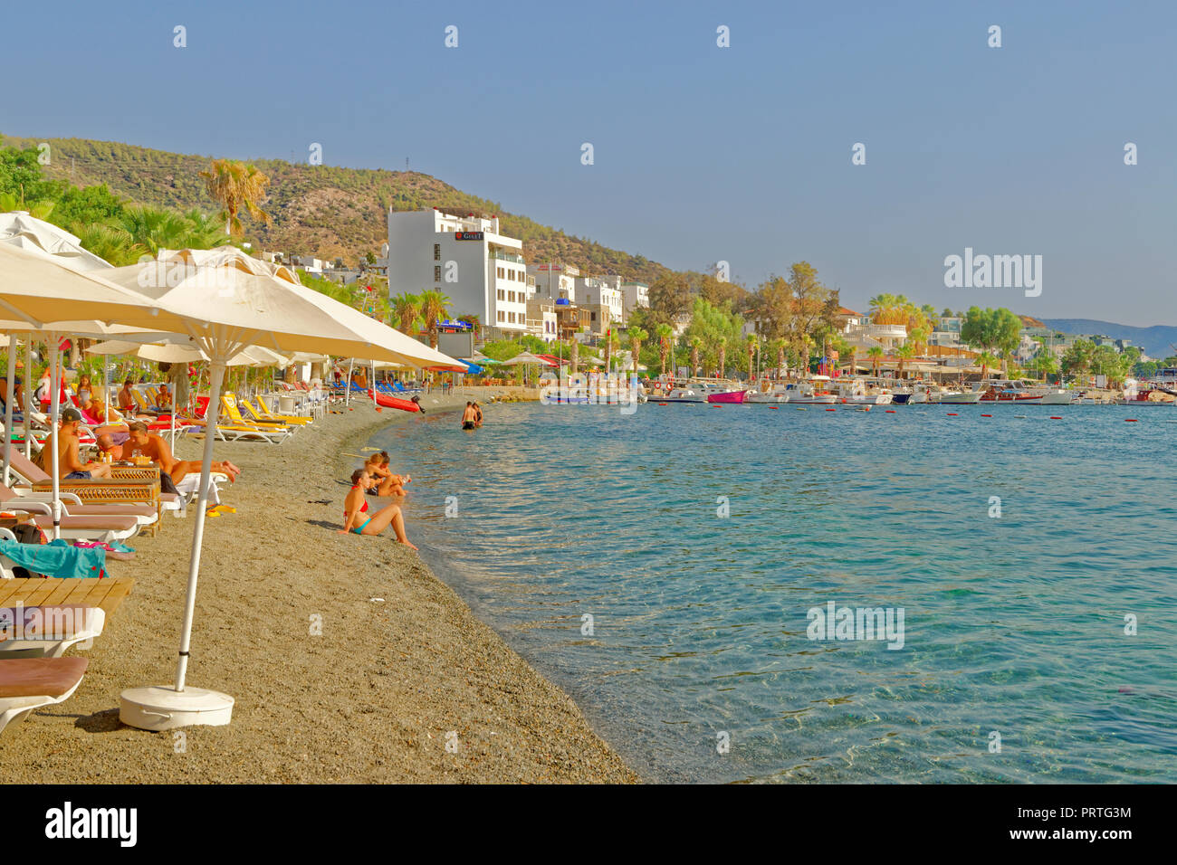 Bodrum seafront on the east bay at Bodrum town, Mugla Province, Turkey. Stock Photo