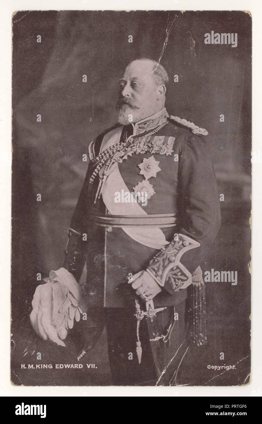 Early 1900s postcard depicting a portrait of King Edward Vll, wearing military uniform -  eldest son of Queen Victoria, reigned from 22 January 1901 – 6 May 1910, circa 1903,, U.K. Stock Photo