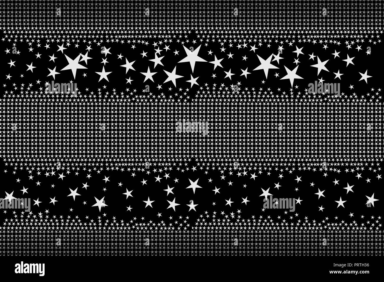 Seamless Pattern Of Stars And Geometric Shapes In White Colors On