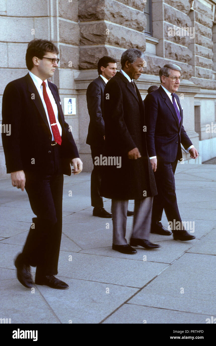 NELSON MANDELA ANC and South Africa leader in Stockholm for meeting with Swedish speaker Thage G Pettersson 1990 Stock Photo