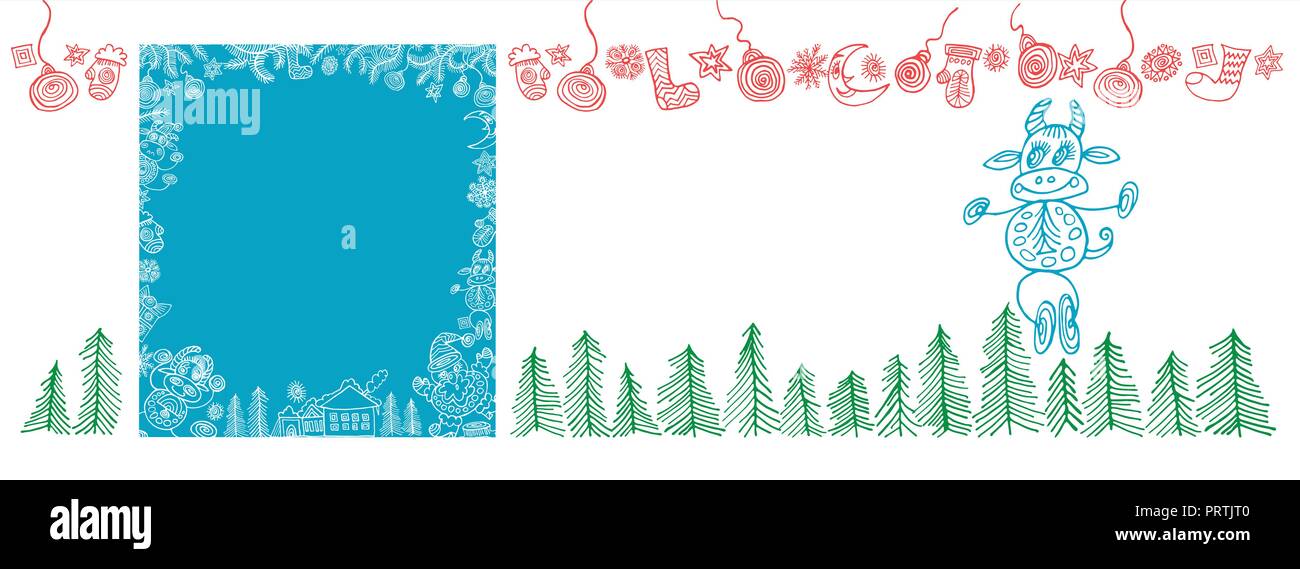 Christmas banner with fir branches decorated, festive header design for your site. Stock Vector