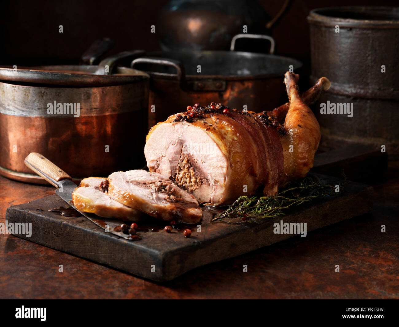 Christmas three bird game roast Stock Photo