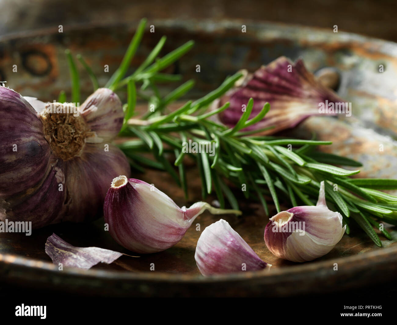 Garlic and rosemary Stock Photo