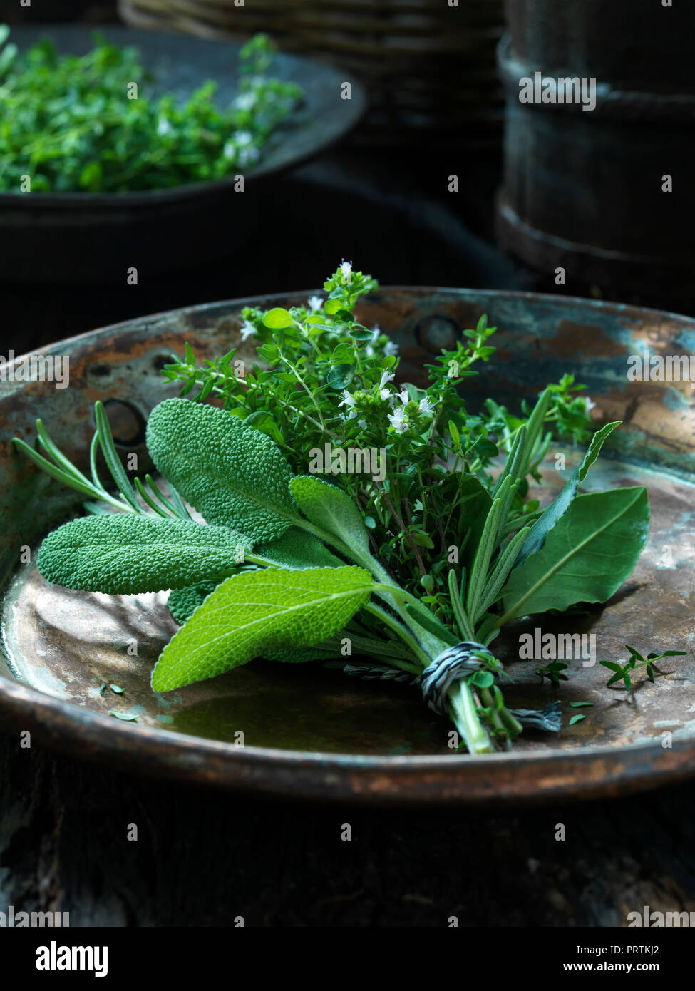 Bouquet Garni fresh herbs Stock Photo