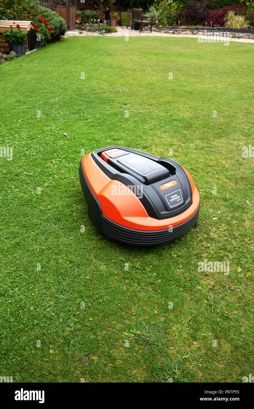 Hi Tech Robot completely Automatic lawn mower Stock Photo - Alamy