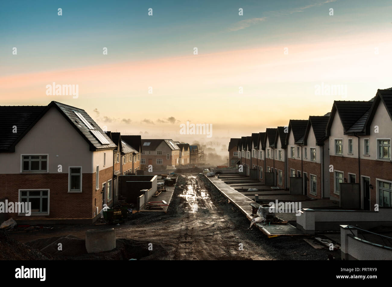 Carrigaline, Cork, Ireland. 14th January 2018. A section of the new 'Janeville' estate where 800 homes are presently under construction, in Carrigalin Stock Photo