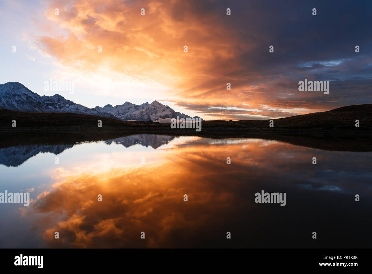 Koruldi mountain lake in Mirror reflection in water. Landscape with