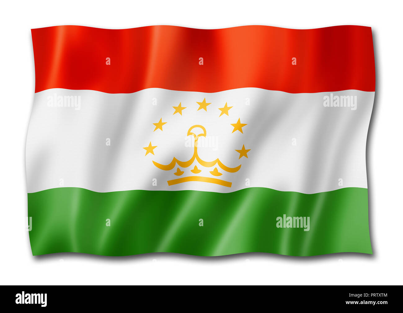 Tajikistan flag, three dimensional render, isolated on white Stock Photo