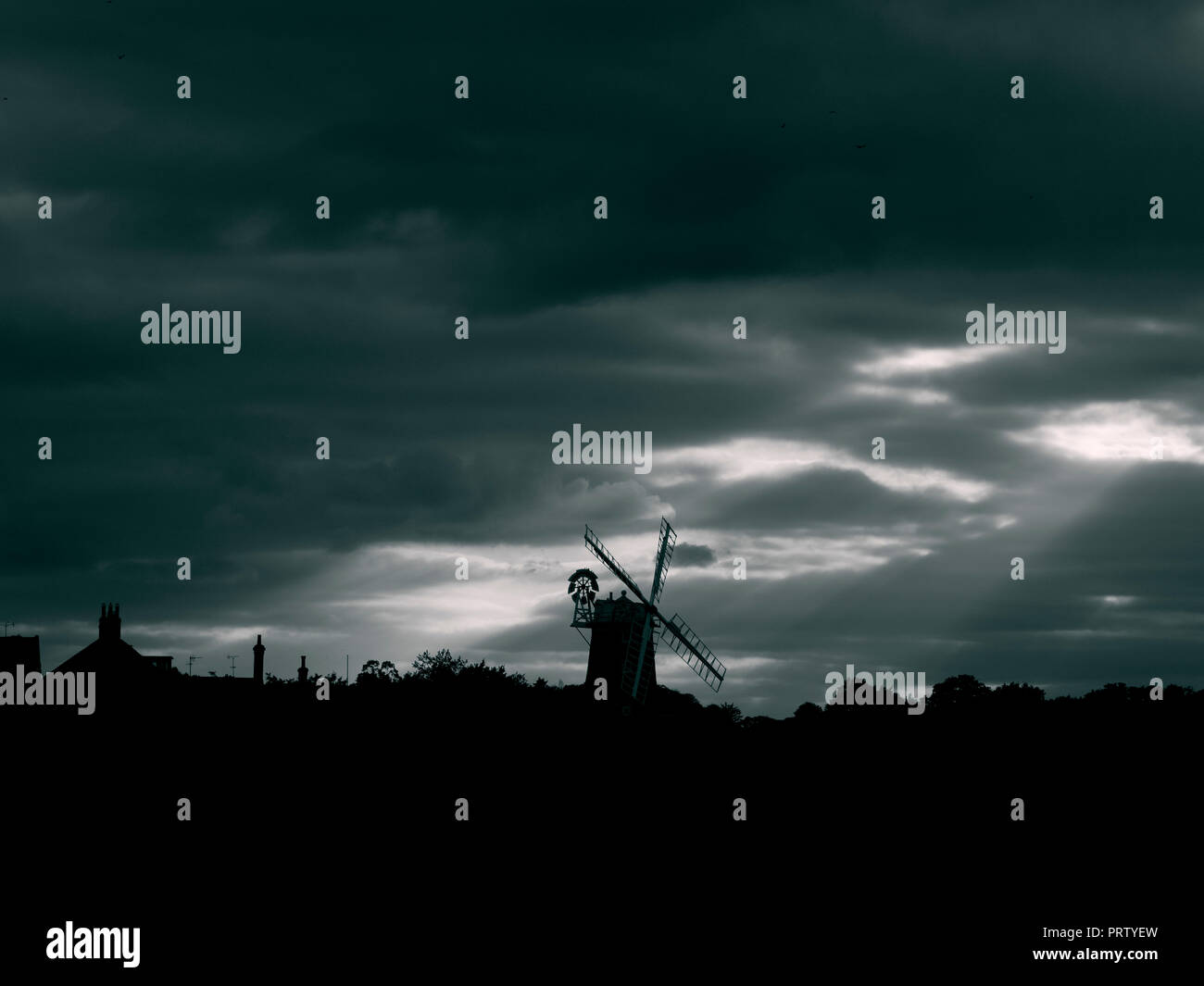 Cley windmill and Cley Marshes Nature Reserve on the North Norfolk coast Stock Photo