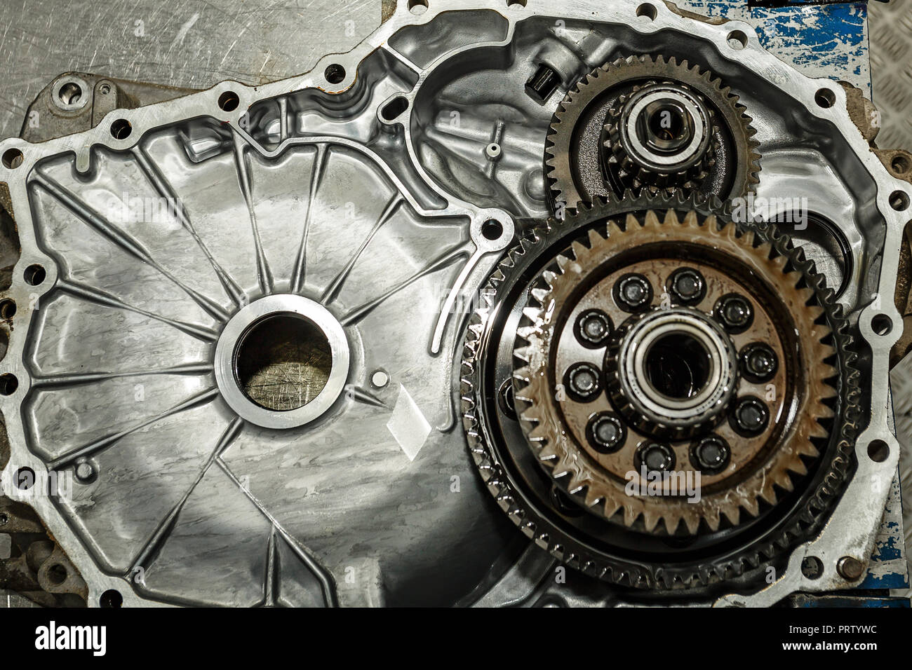 Automatic gearbox for repair. Repair in the car Stock Photo